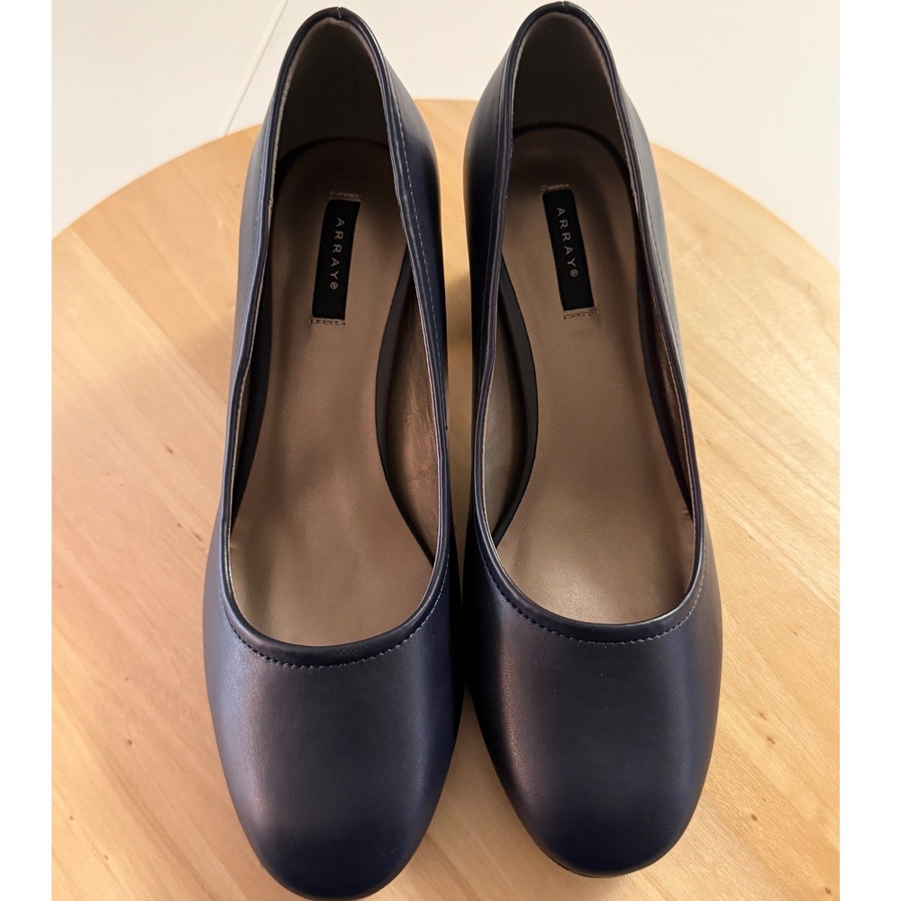 Array Women's Navy Blue Block Heel Pumps Round‎ Toe Office Shoes Size 7M 1365455